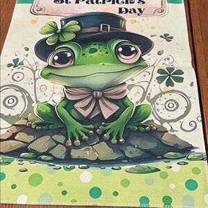 St. Patrick's Day garden flag with Green Frog Design